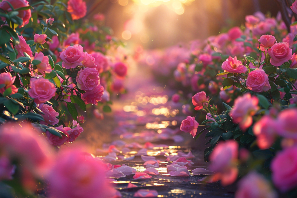 花田中的月季花自然风景摄影图