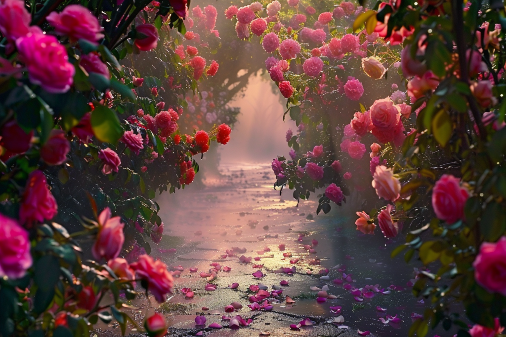 月季花鲜花花田自然风景摄影图