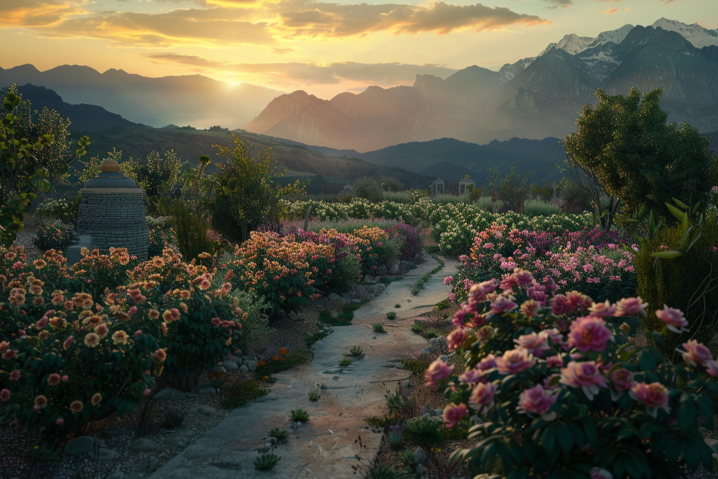 蔷薇花花丛自然风景