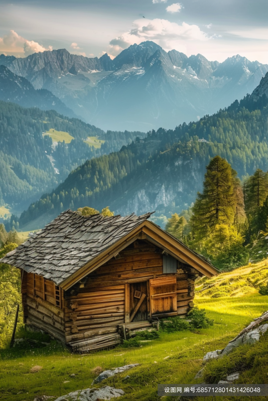 山中的小屋自然风景摄影图png下载_编号685712801431426048-设图网