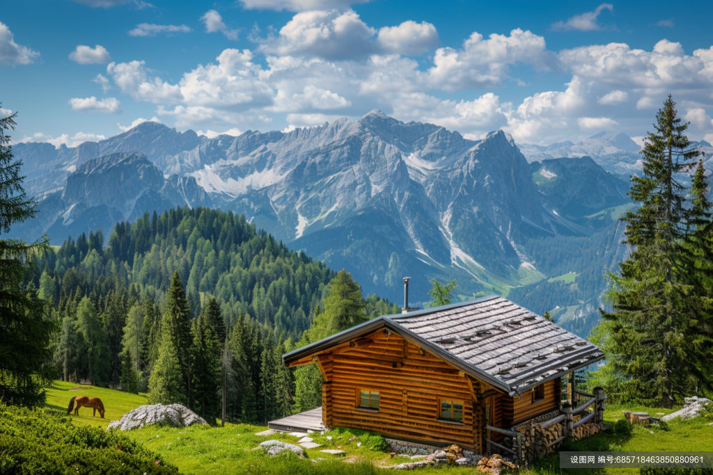 乡间的小屋自然风景摄影图