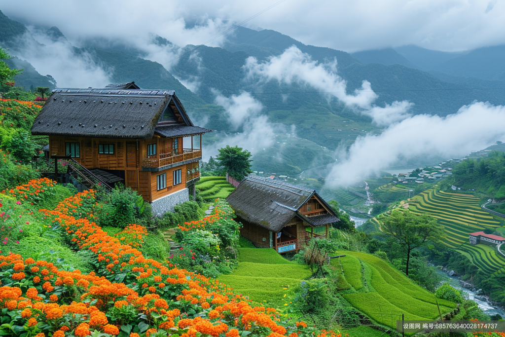 生态农家小屋高清摄影大图