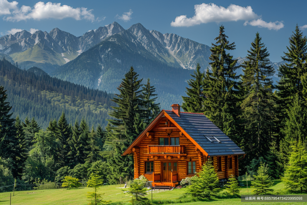 幽静的山中小屋图片