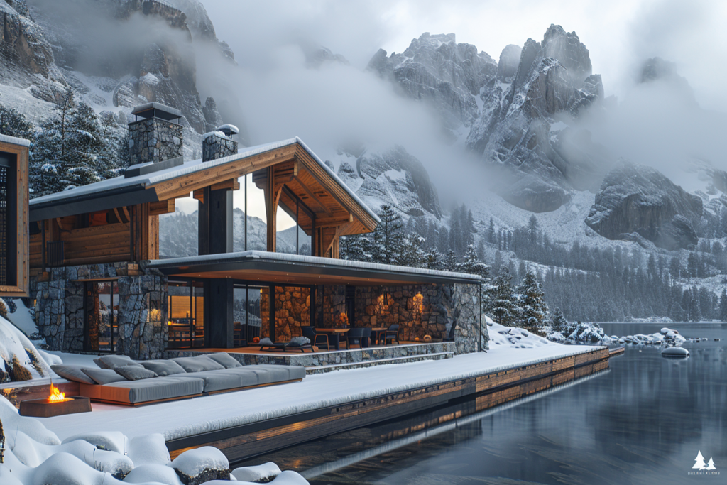 雪山森林小屋摄影图png下载_编号685851158744537021-设图网