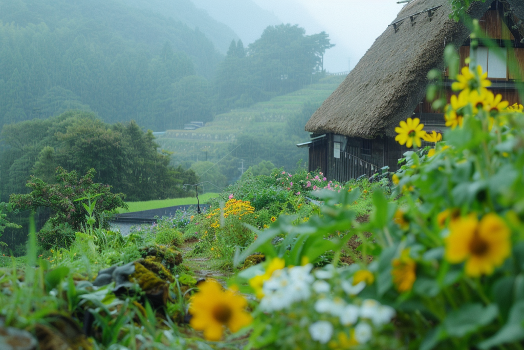 春天乡村小屋图片