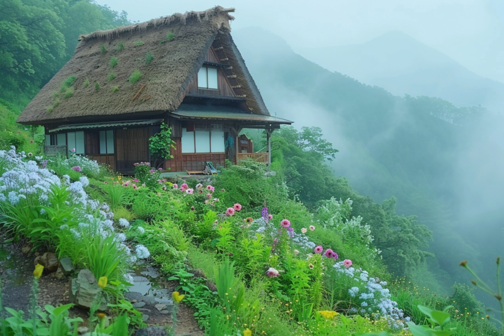 春天乡村小屋图片