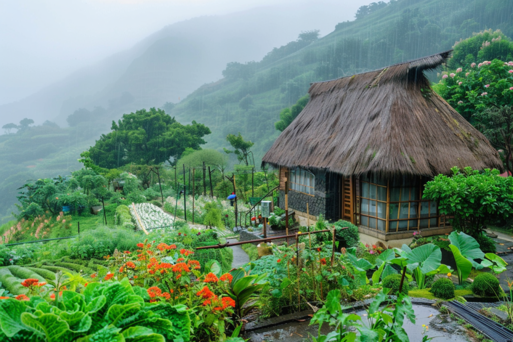 春天乡村小屋图片