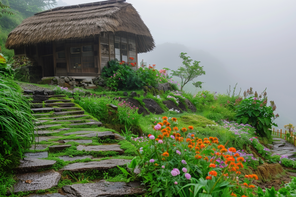春天乡村小屋图片