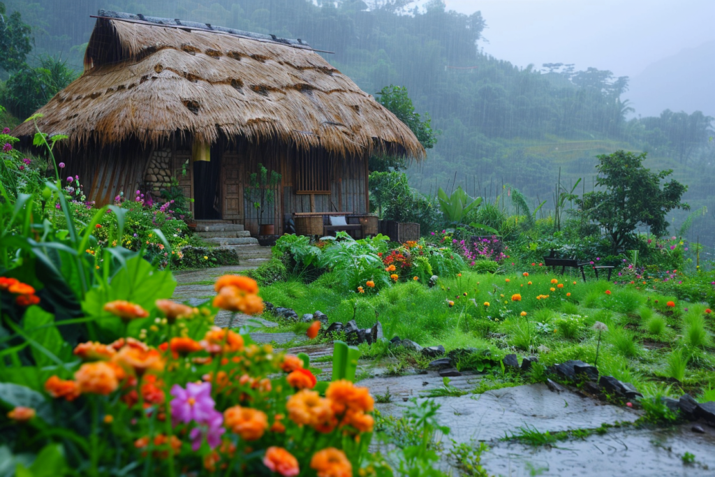春天乡村小屋图片