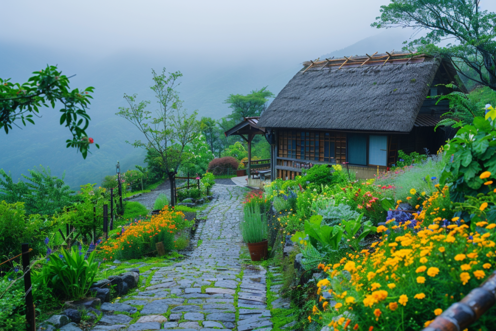 春天乡村小屋图片
