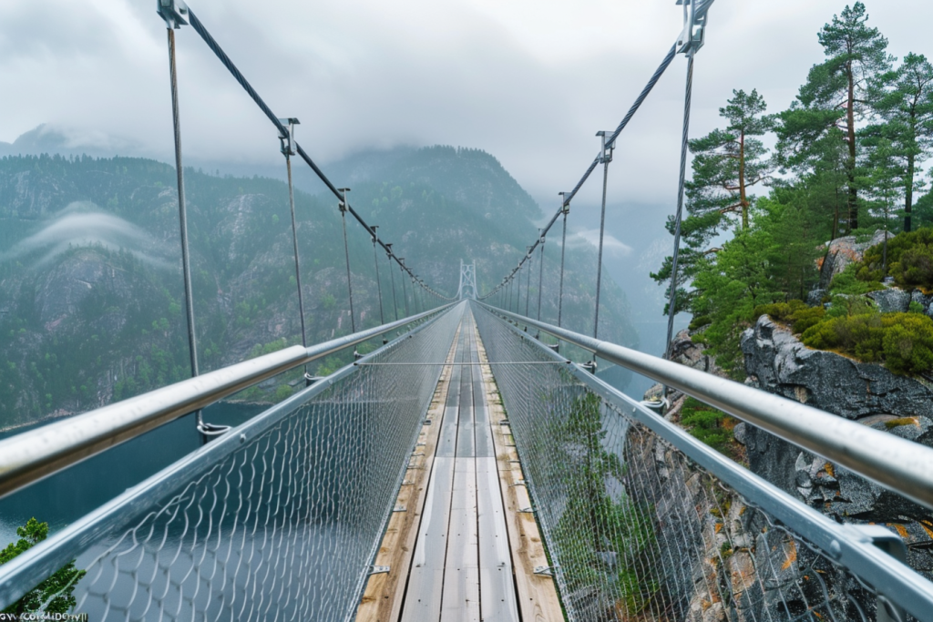 山谷中的吊桥丛林穿越探秘