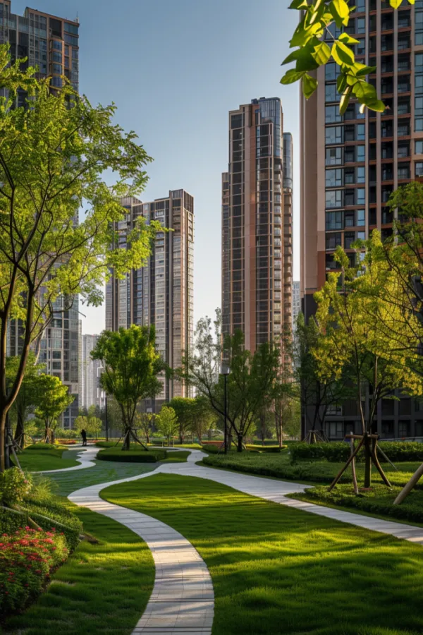 现代高层住宅小区绿化景观图片