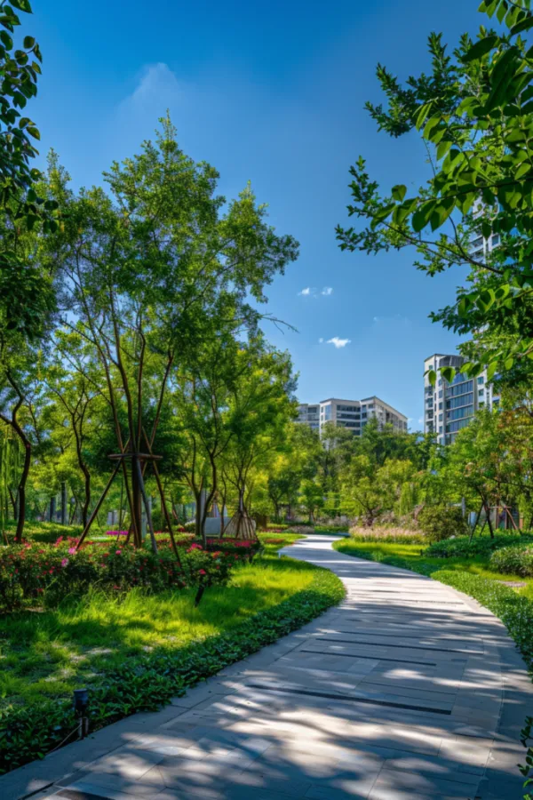 高档小区绿化标准公共绿地摄影图