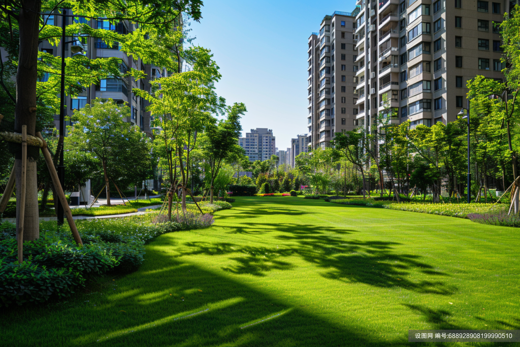 现代风格住宅小区景观绿化png下载_编号688928908199990510-设图网