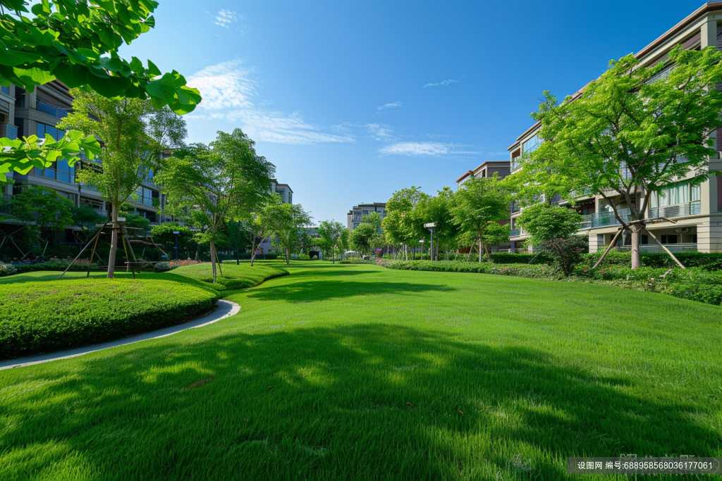 现代多层小区楼盘景观效果图