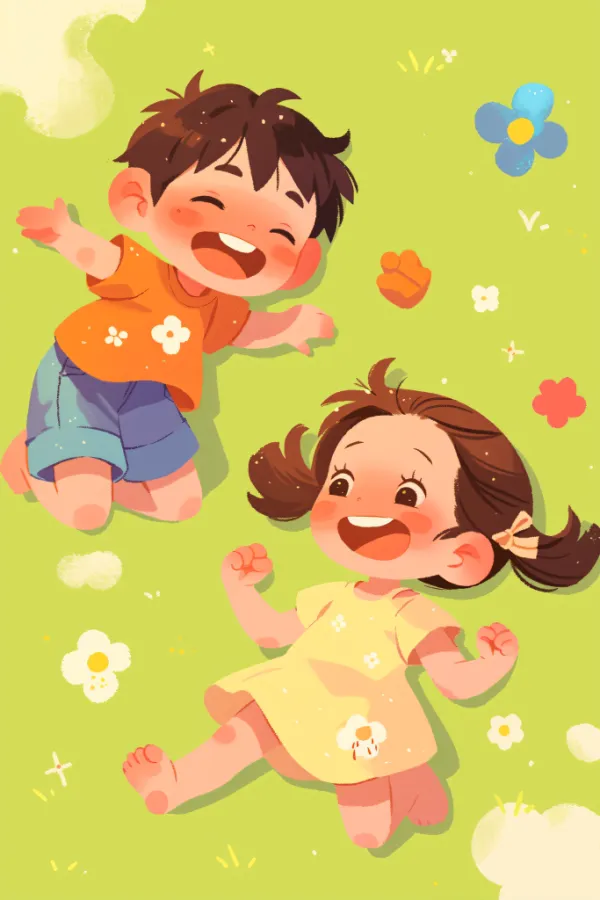 插画六一卡通儿童人物玩耍形象