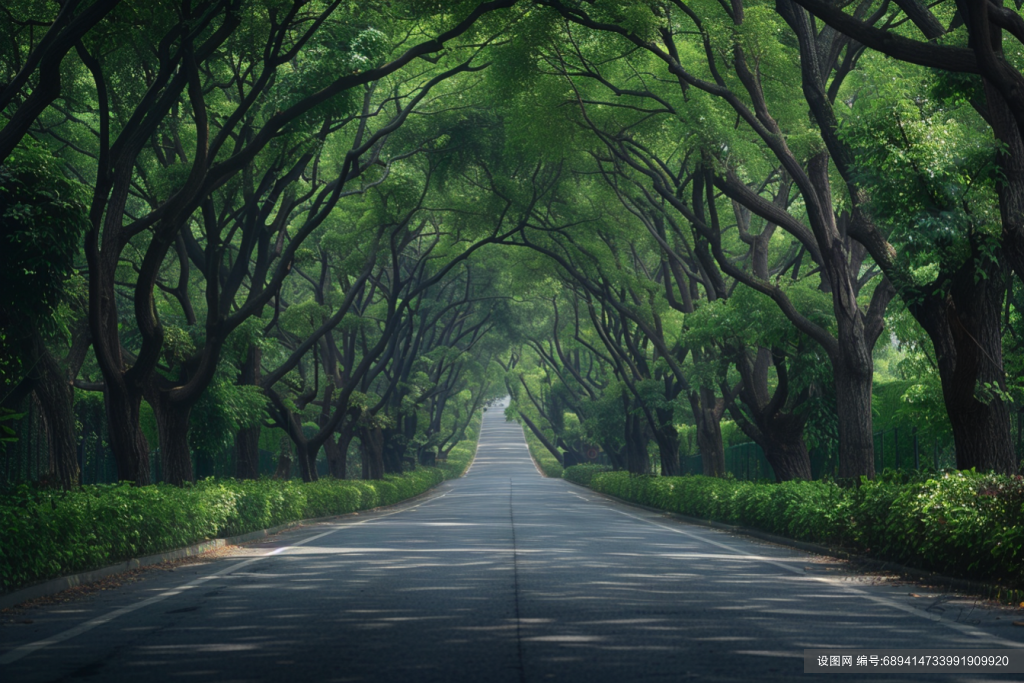 户外森林公路自然风景图片