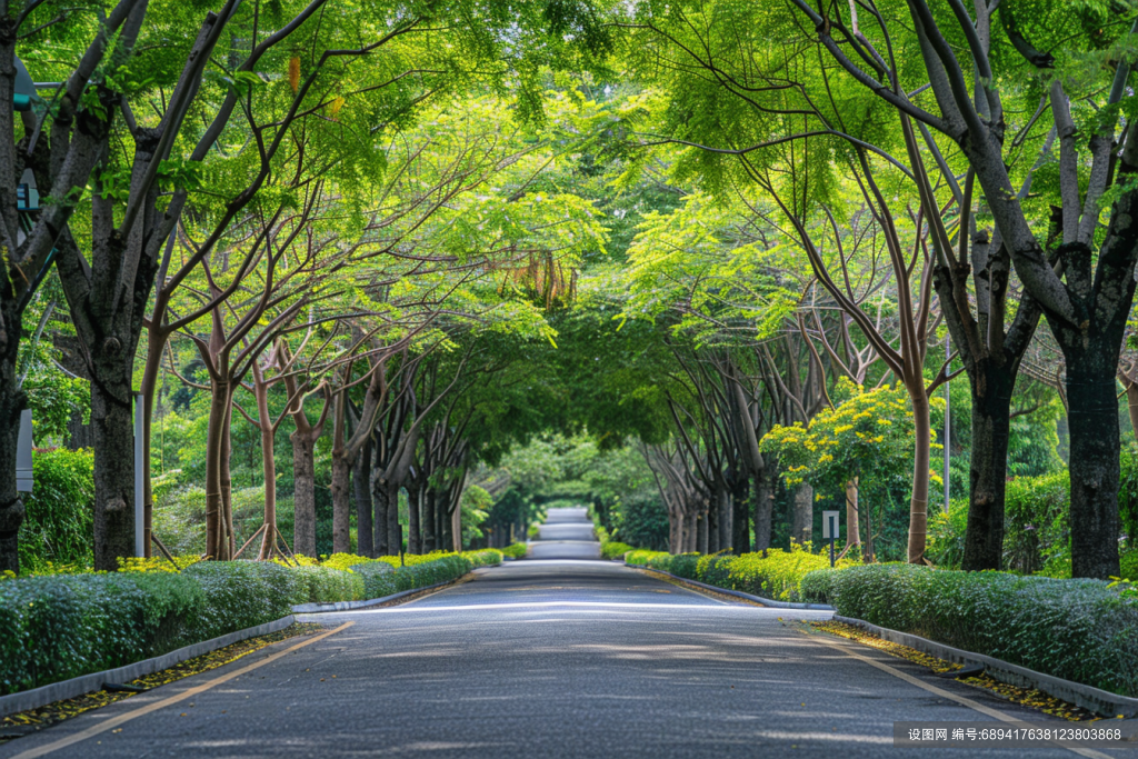 山间森林公路自然风景图片