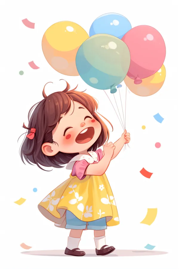 气球儿童六一儿童节扁平化大小孩插画