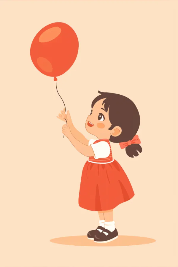 手持气球儿童六一儿童节扁平化大小孩插画