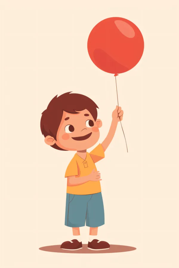 手持气球儿童六一儿童节扁平化大小孩插画