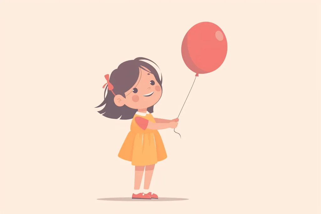 手持气球儿童六一儿童节扁平化大小孩插画