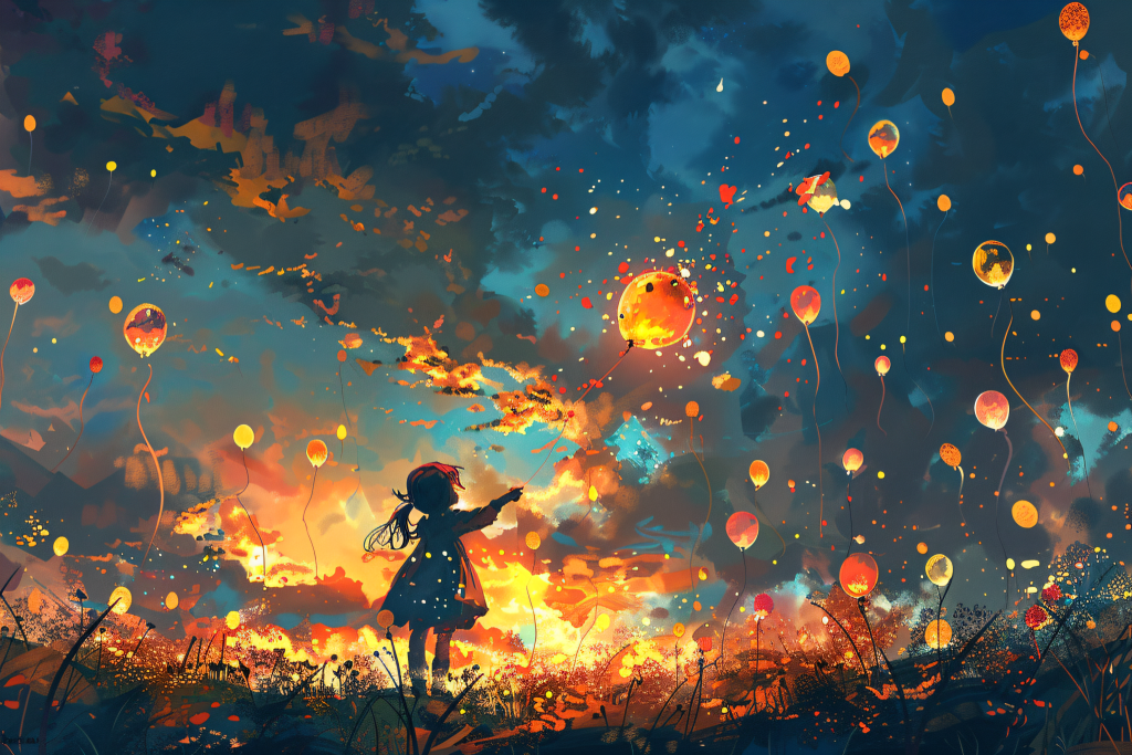 气球六一儿童节小王子油画风插画