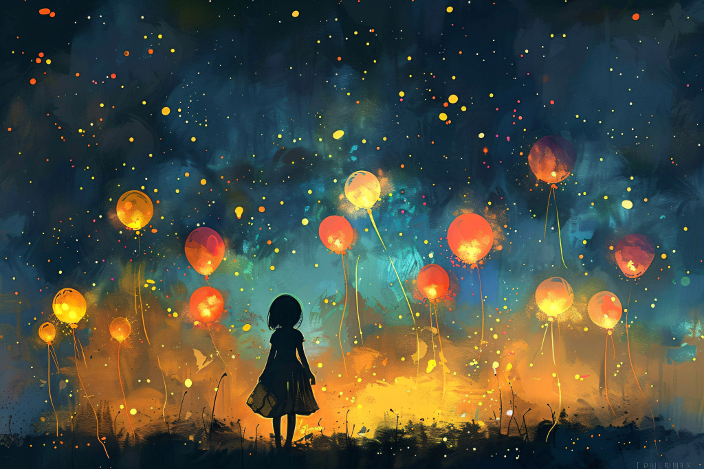 气球六一儿童节小王子油画风插画