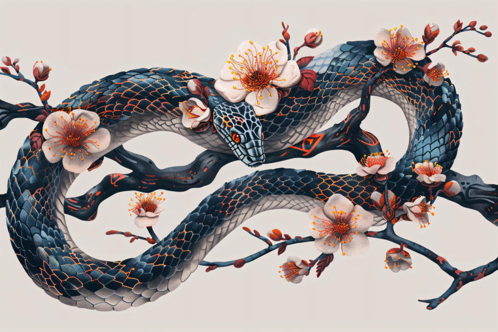 美丽蛇年蛇纹样插画装饰画