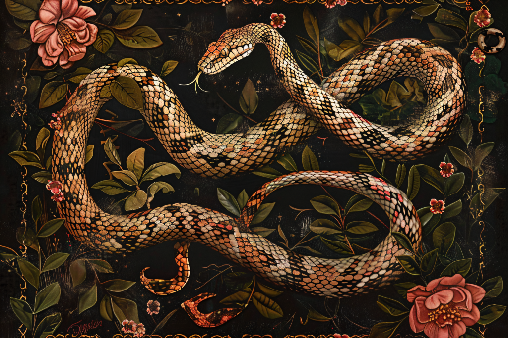 美丽蛇年蛇纹样插画装饰画