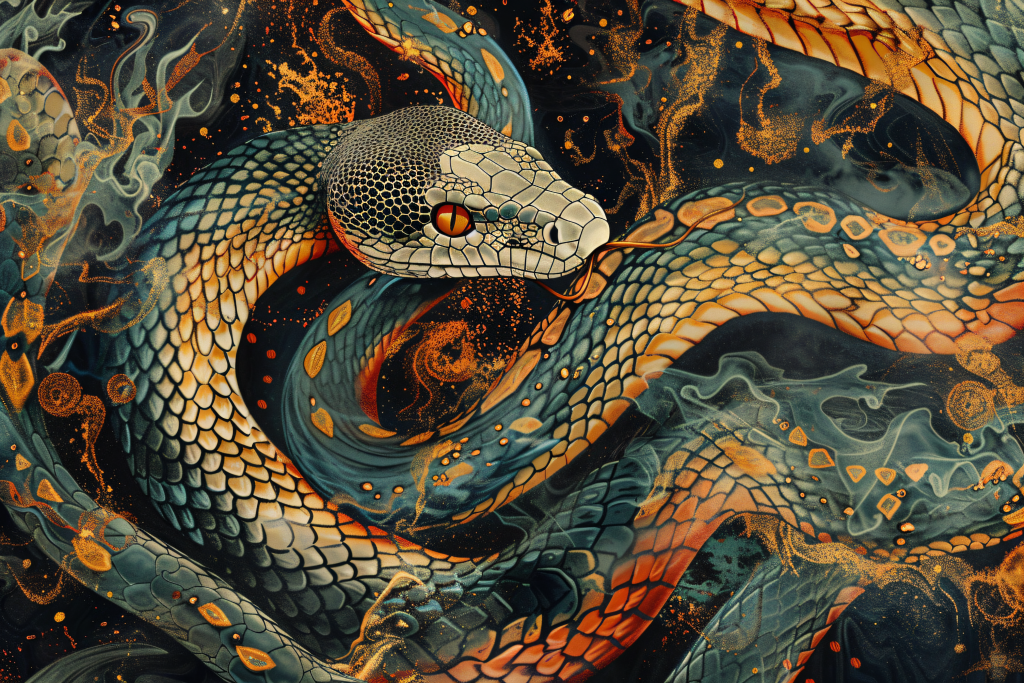 美丽蛇年蛇纹样插画装饰画