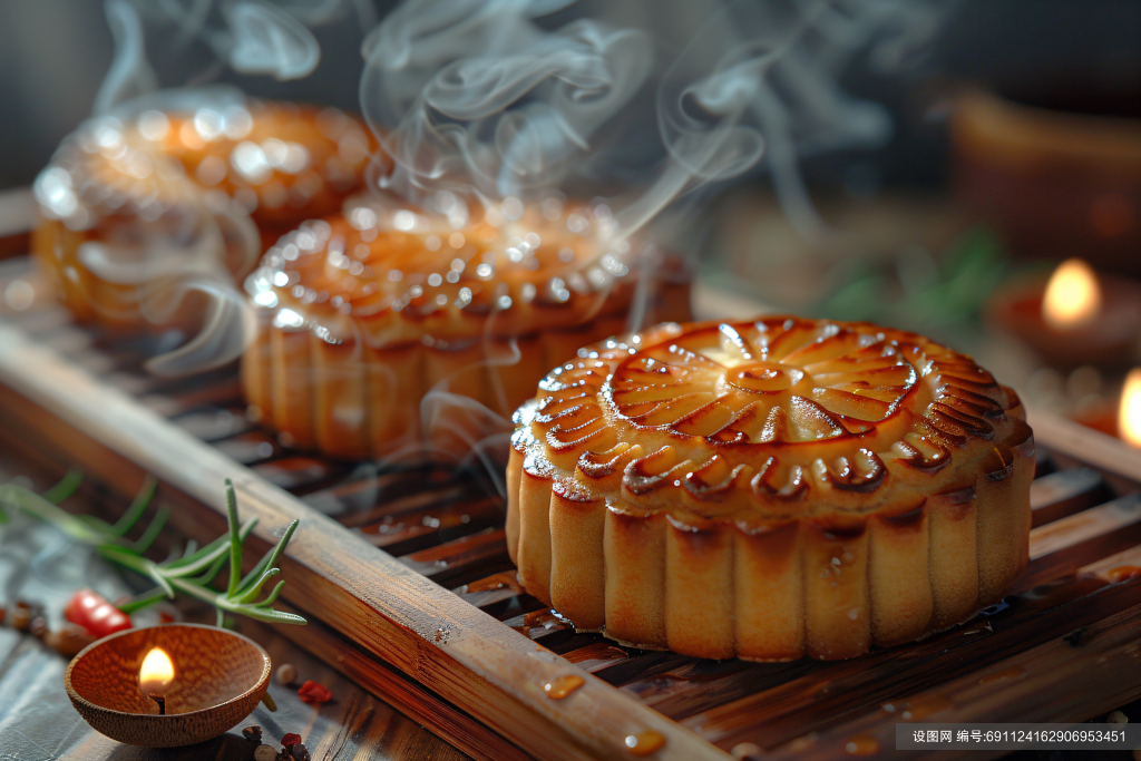 拜月节面点中秋节美食月饼摄影照片