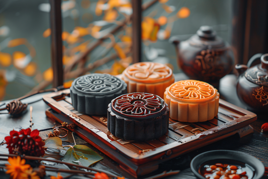 仲秋节面点中秋节美食月饼摄影照片