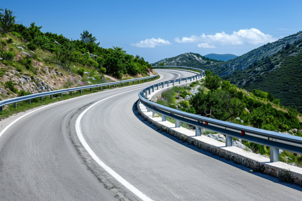 山边道路马路道路沥青路摄影图片
