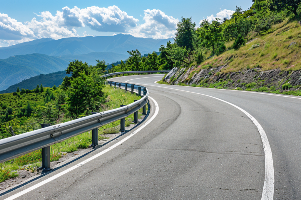 山边公路马路道路沥青路摄影图片