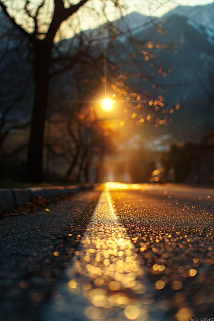 阳光微距马路道路沥青路摄影图片