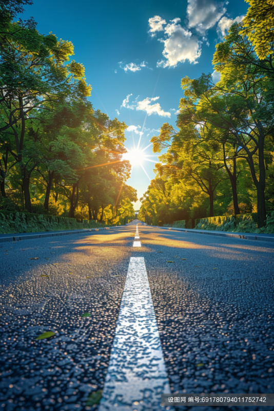 蓝天马路道路沥青路摄影图片