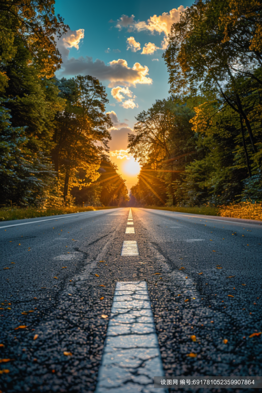 蓝天马路道路沥青路摄影图片