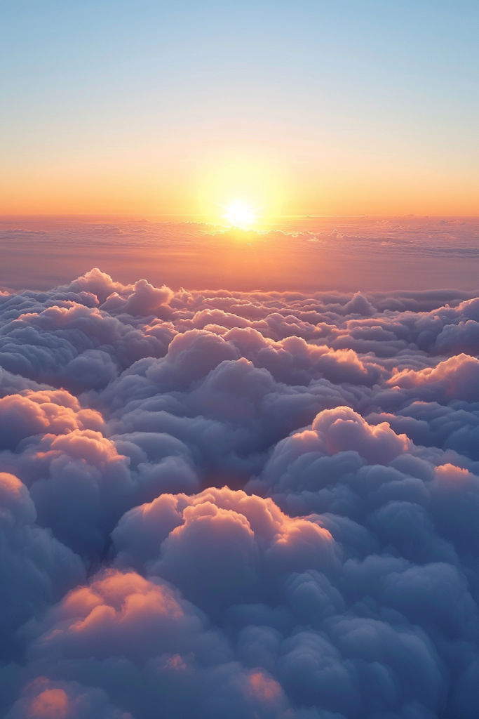 云层夕阳余晖美景摄影图