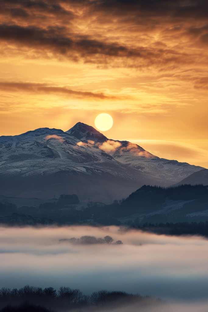 山海夕阳余晖风景摄影图