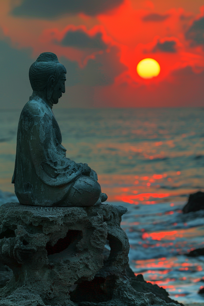 大自然晚霞海边日落摄影图