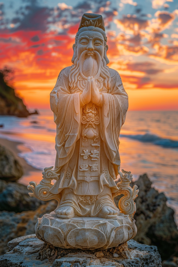 暖色晚霞海边日落摄影图