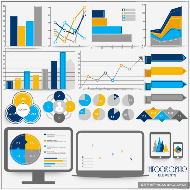 电脑矢量商务信息图表