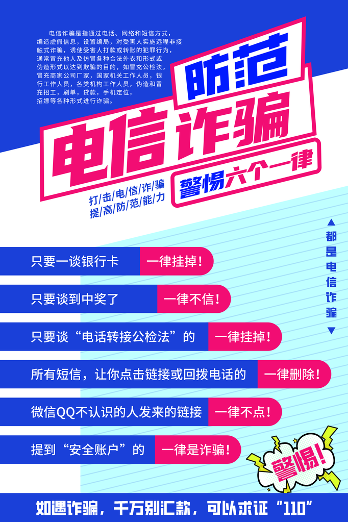 预防打击防范电信诈骗宣传海报