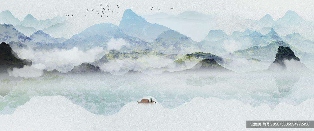 中国风古风水墨山水画意境海报背景psd下载_编号705073835094972456-设图网