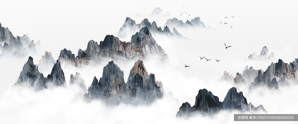 中国风古风水墨山水画意境海报背景psd下载_编号705074100380506233-设图网