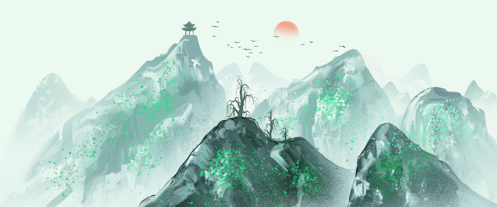 中国风古风水墨山水画意境海报背景psd下载_编号705074179946451814-设图网