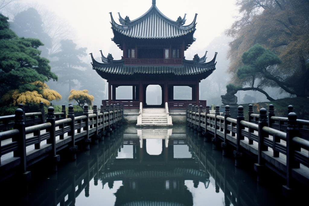 杭州园林步道摄影图