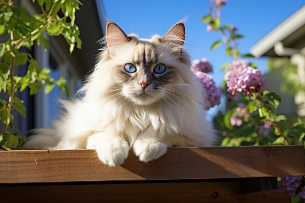 布偶猫特写户外活动摄影图
