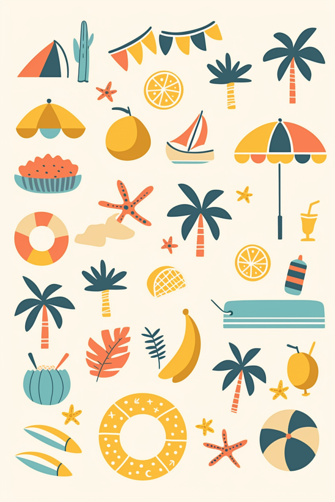 夏日元素插画创作